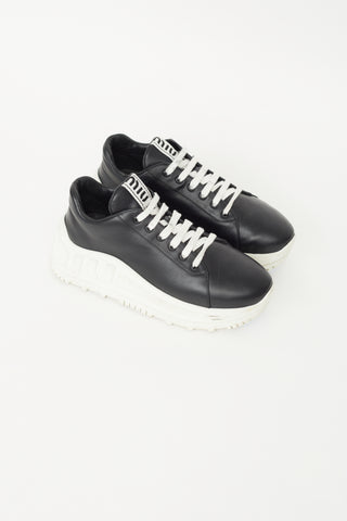 Black 
White Leather Platform Sneaker