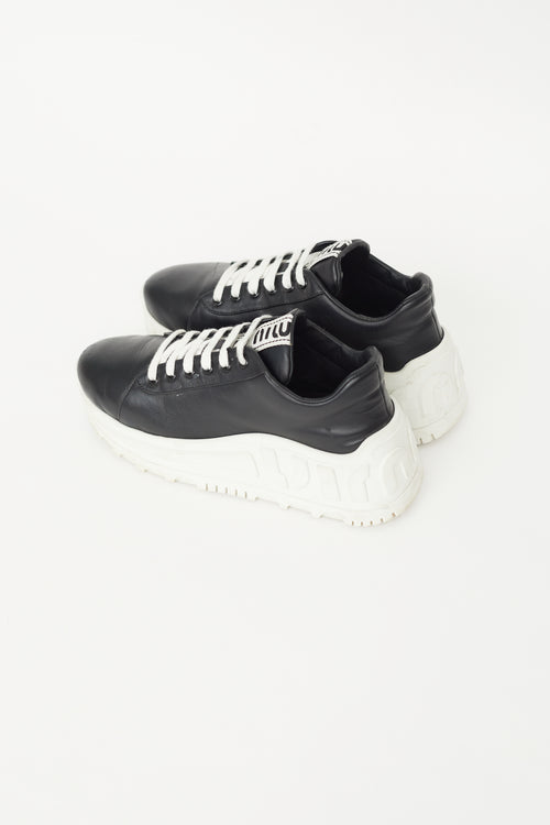 Black 
White Leather Platform Sneaker