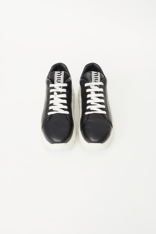 Black 
White Leather Platform Sneaker