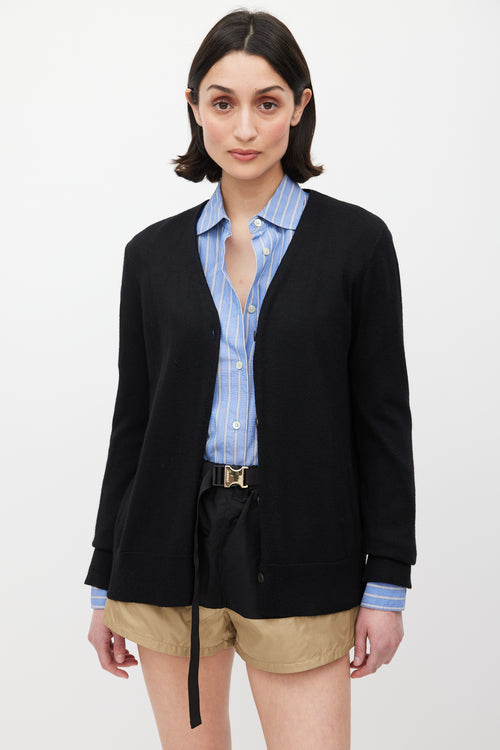 Miu Miu Black Knit Cut Out Cardigan