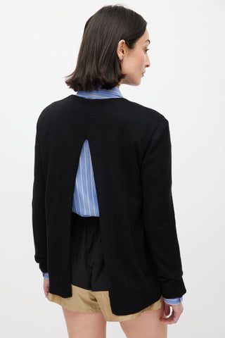 Miu Miu Black Knit Cut Out Cardigan