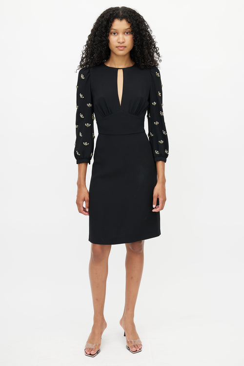 Miu Miu Black Beaded Sleeves Dress