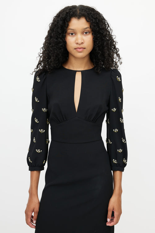 Miu Miu Black Beaded Sleeves Dress