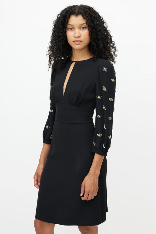 Miu Miu Black Beaded Sleeves Dress