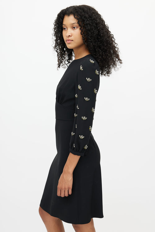 Miu Miu Black Beaded Sleeves Dress