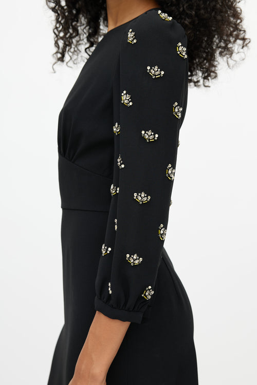 Miu Miu Black Beaded Sleeves Dress