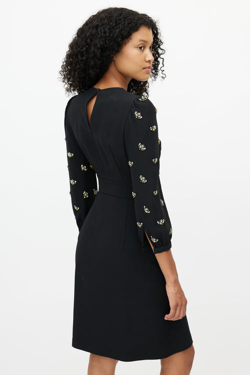 Miu Miu Black Beaded Sleeves Dress