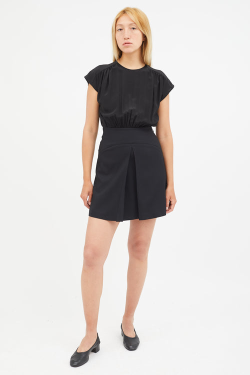 Miu Miu Black Gathered Silk Dress