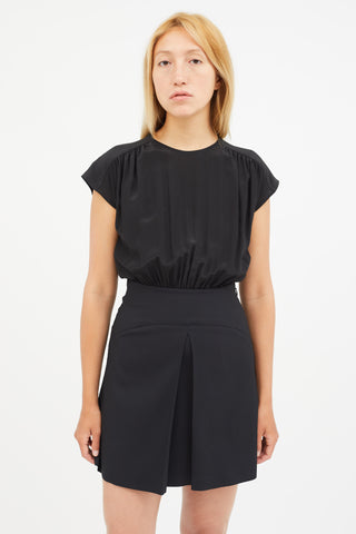 Miu Miu Black Gathered Silk Dress