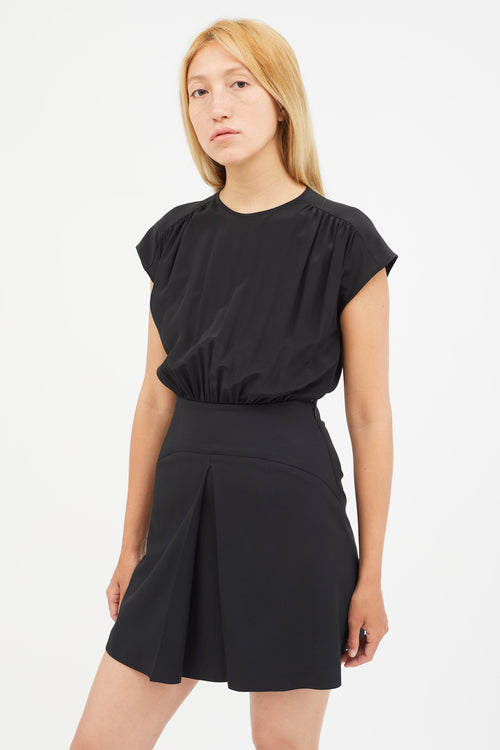 Miu Miu Black Gathered Silk Dress