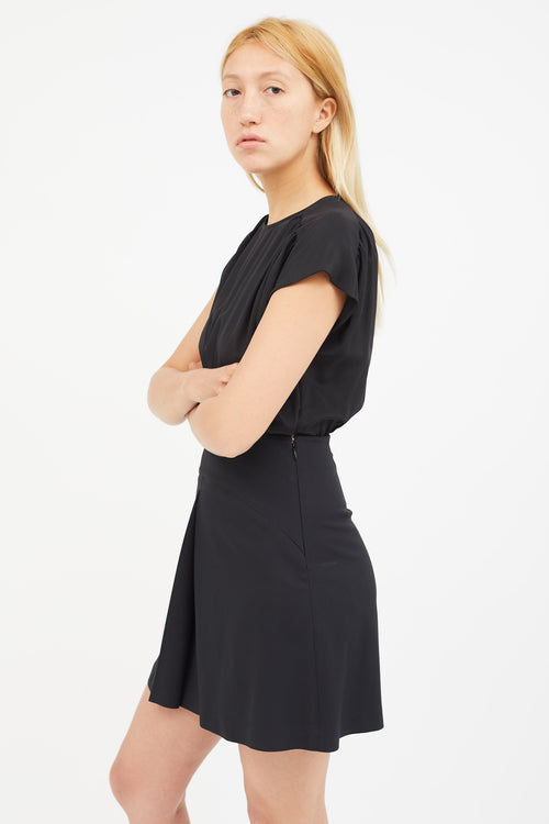 Miu Miu Black Gathered Silk Dress