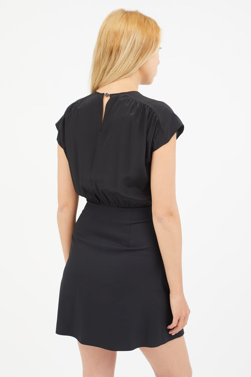 Miu Miu Black Gathered Silk Dress