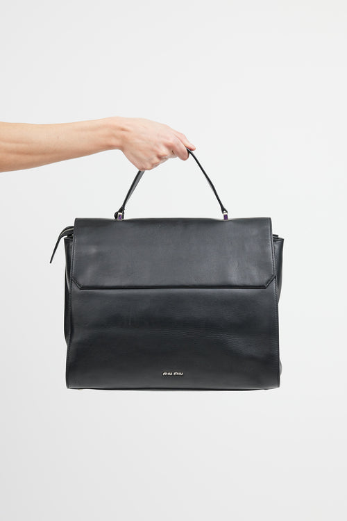 Miu Miu Black Leather Buckled Messenger Crossbody Bag