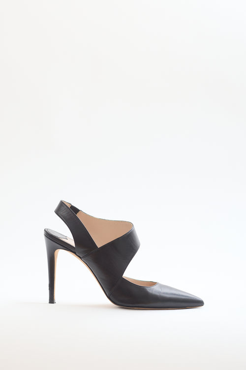 Miu Miu Black Leather Slingback Pump