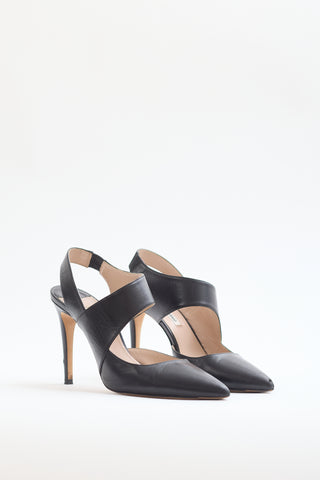 Miu Miu Black Leather Slingback Pump