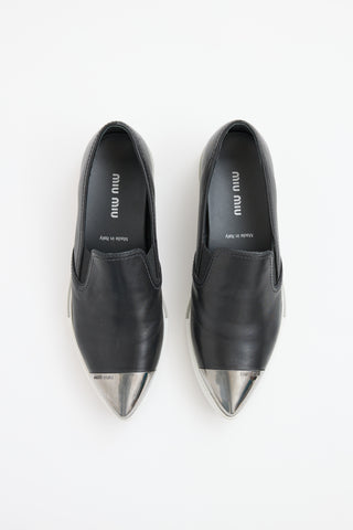 Miu Miu Leather Metal Cap Toe Sneaker