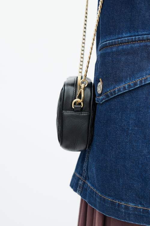 Miu Miu Black Matelasse Logo Chain Belt Bag