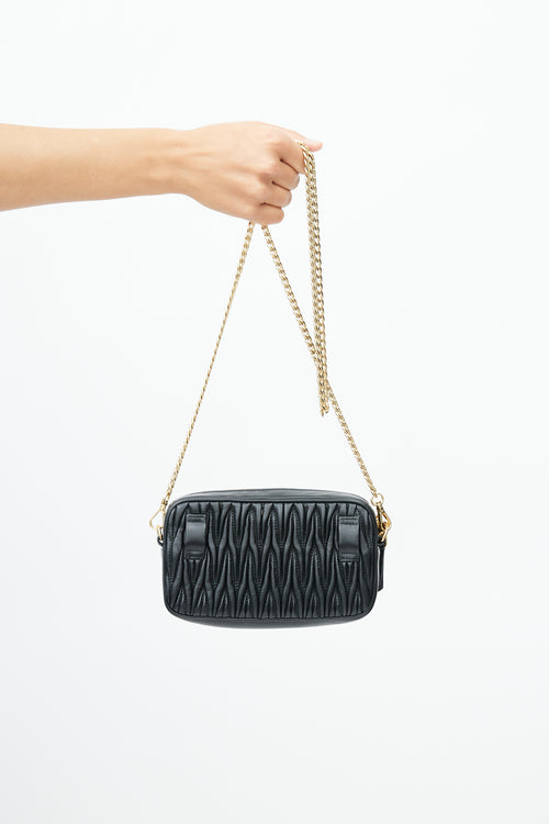 Miu Miu Black Matelasse Logo Chain Belt Bag