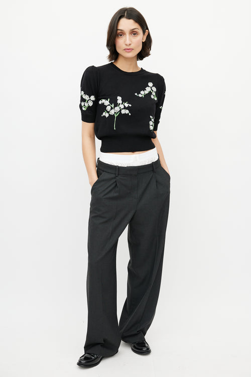 Miu Miu Black 
Multicolour Wool Floral Sequin Top