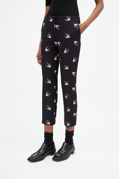 Miu Miu SS 2010 Black 
Pink Printed Silk Trouser