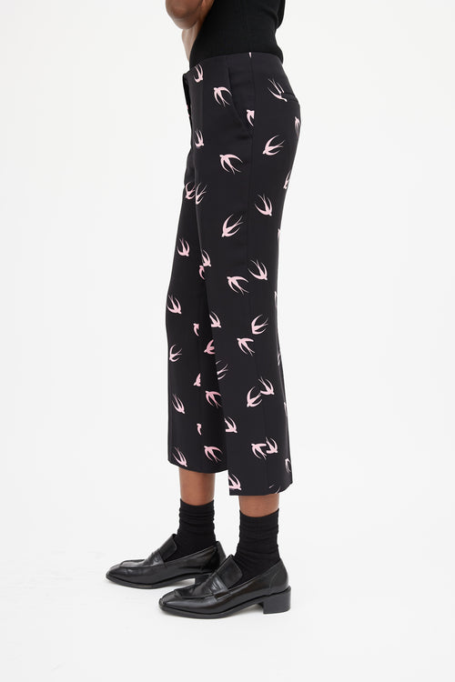 Miu Miu SS 2010 Black 
Pink Printed Silk Trouser