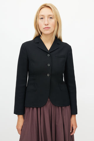 Miu Miu Black Raw Hem Trim Cropped Blazer