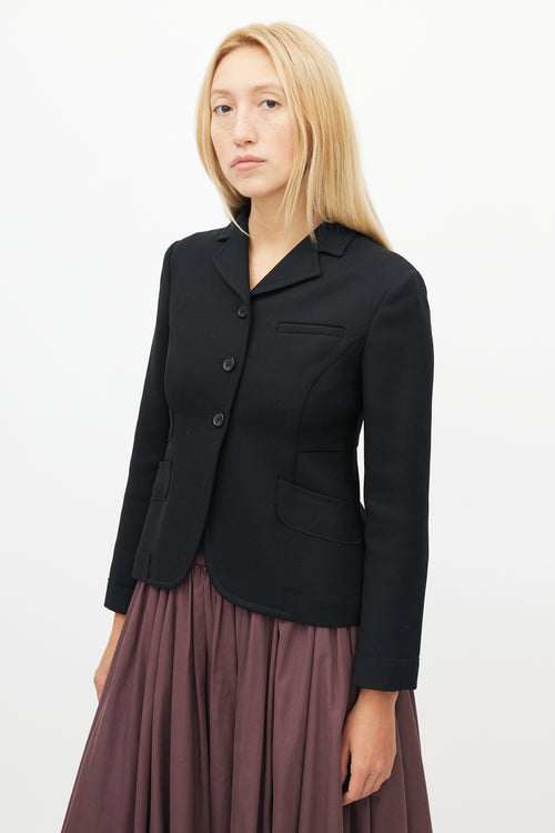 Miu Miu Black Raw Hem Trim Cropped Blazer