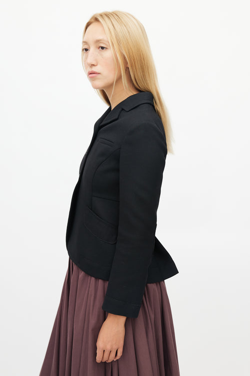 Miu Miu Black Raw Hem Trim Cropped Blazer