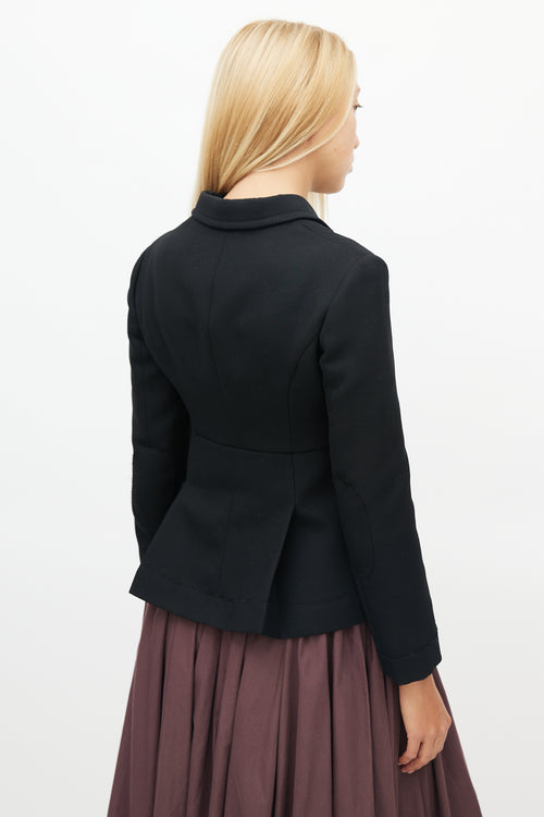 Miu Miu Black Raw Hem Trim Cropped Blazer