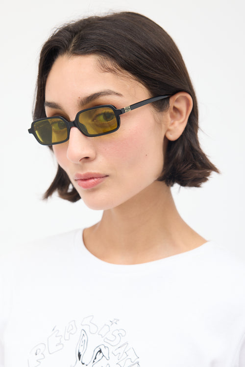 Miu Miu Black 
Yellow Rectangular Regard SMU11Z Sunglasses