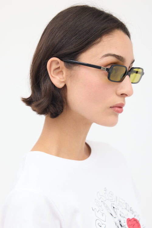 Miu Miu Black 
Yellow Rectangular Regard SMU11Z Sunglasses