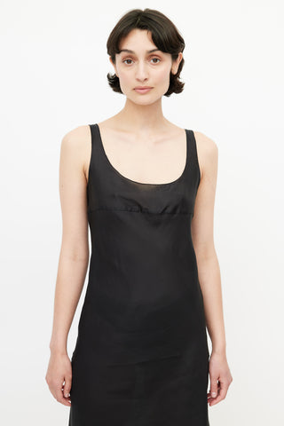 Miu Miu Black Ruffled Slip Dress