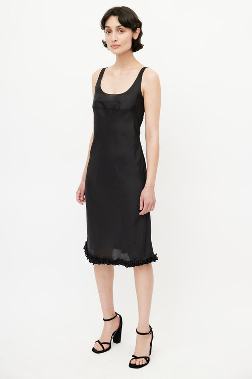 Miu Miu Black Ruffled Slip Dress