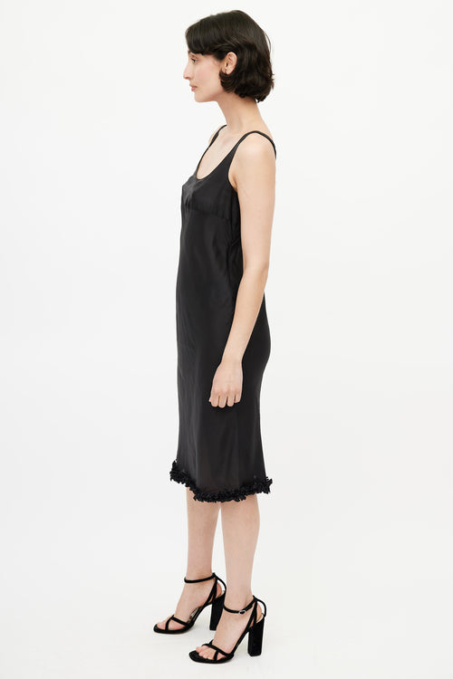 Miu Miu Black Ruffled Slip Dress