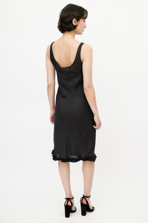 Miu Miu Black Ruffled Slip Dress