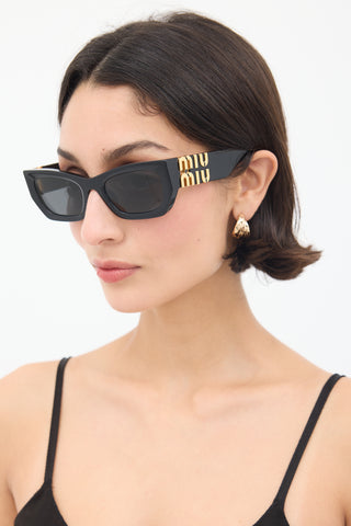 Miu Miu Black SMU09W Geometric Cat Eye Sunglasses