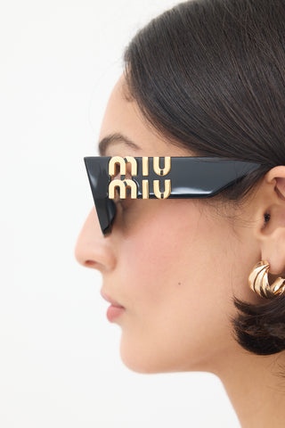 Miu Miu Black SMU09W Geometric Cat Eye Sunglasses