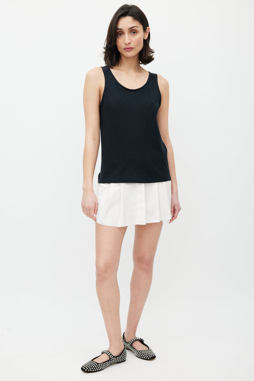 Miu Miu Black Sheer Ruffled Tank