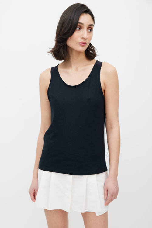 Miu Miu Black Sheer Ruffled Tank