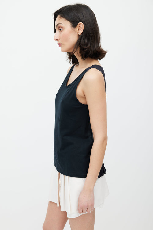 Miu Miu Black Sheer Ruffled Tank