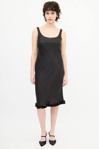 Miu Miu Black Sheer Silk Midi Dress