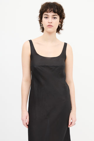 Miu Miu Black Sheer Silk Midi Dress