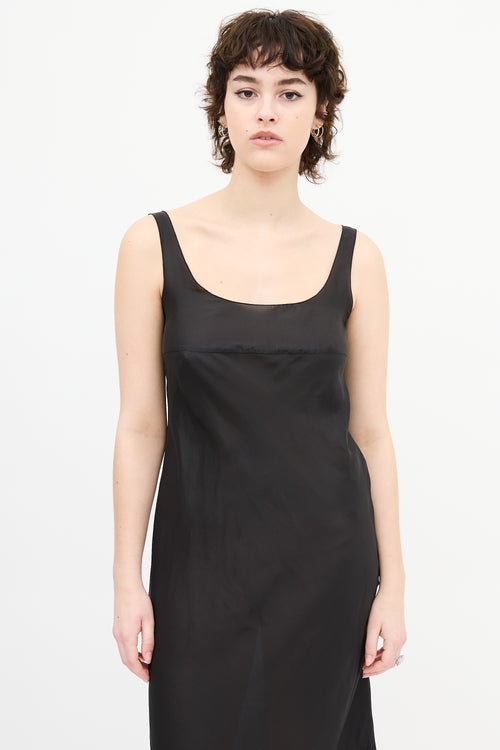 Miu Miu Black Sheer Silk Midi Dress