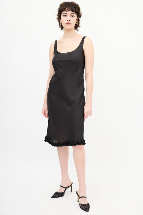 Miu Miu Black Sheer Silk Midi Dress