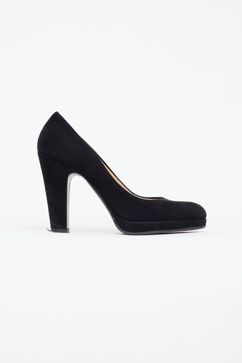 Miu Miu Black Suede Round Toe Heel