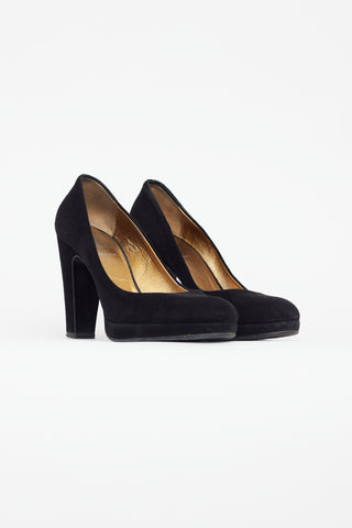 Miu Miu Black Suede Round Toe Heel