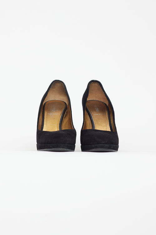 Miu Miu Black Suede Round Toe Heel