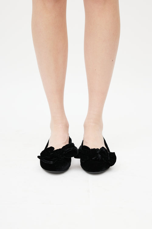 Miu Miu Black Velvet Bow Ballet Flat