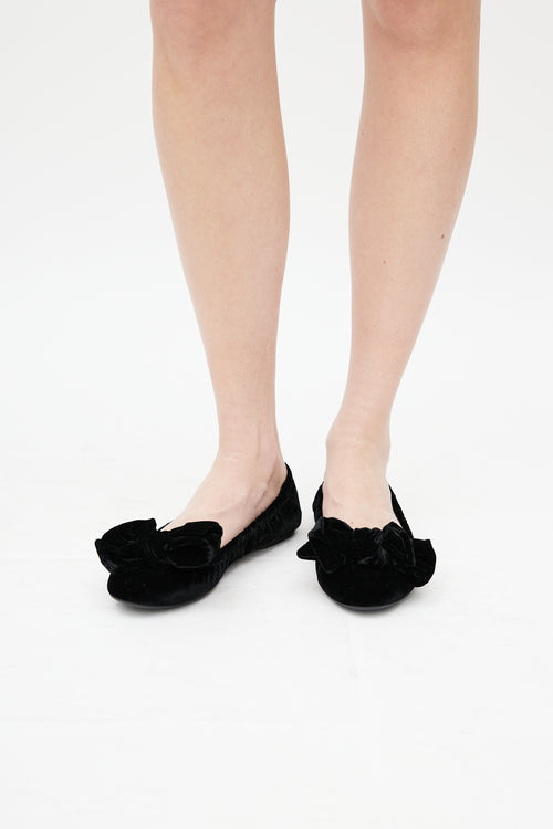 Miu Miu Black Velvet Bow Ballet Flat