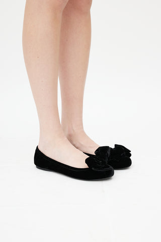 Miu Miu Black Velvet Bow Ballet Flat